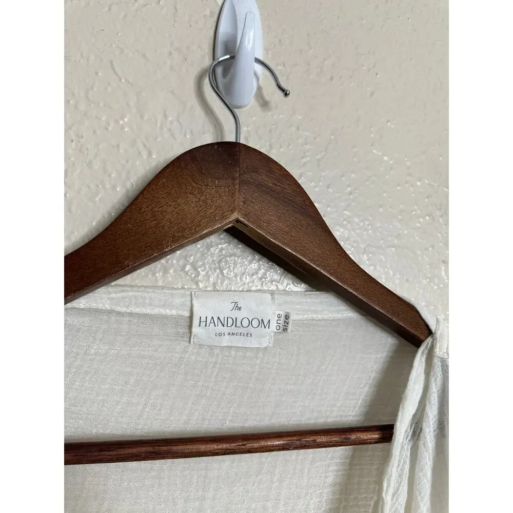 The Handloom Los Angeles Cotton Gauze Wrap Shawl Poncho Ivory One Size